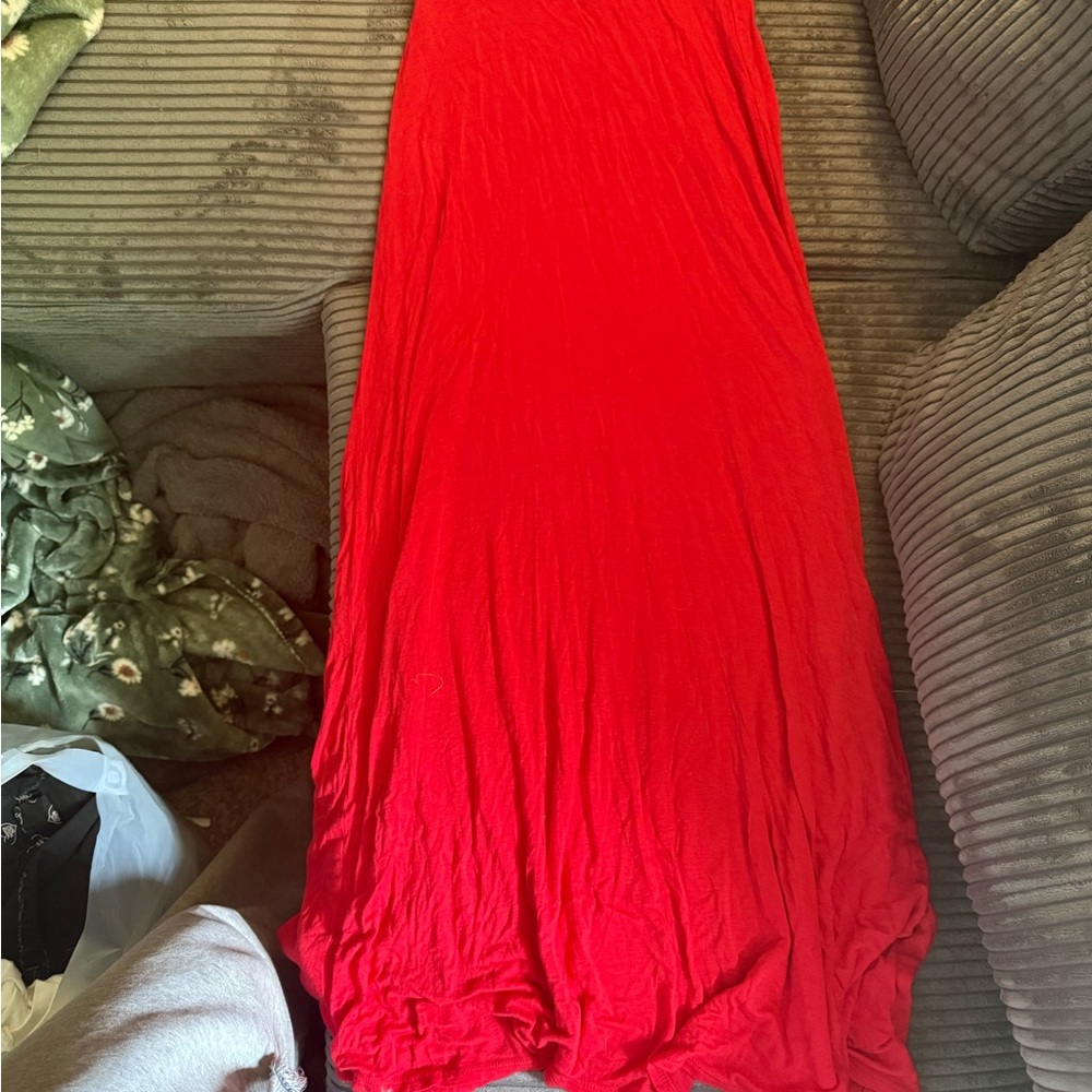 Elegant Red Maxi Skirt